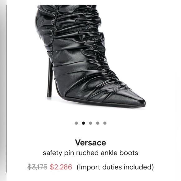 NIB Versace Safety Pin Ruched Ankle Booties Heels Black 37.5 - Picture 3 of 16